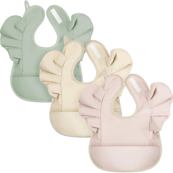 JaGely 3 Pcs Baby Food Bib for Eating Waterproof Washable Toddler Bib
