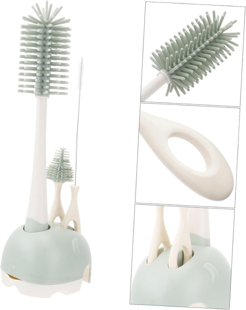 Cleaning Brush Set for Baby - Silicone Water Scrub Brush and Bottle Cleaner for Kids' Bottles and Glasses