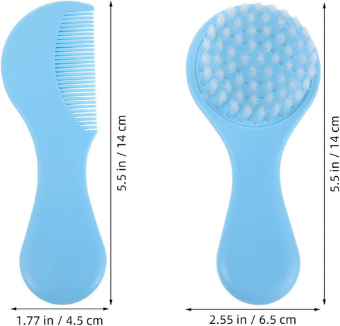 Set Newborn Hairbrush and Comb for Babies Boys, Soft Bristles Cradle Cap Brush with Fine Tooth Comb, Grooming Tool