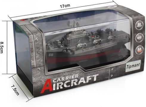 Tipmant Military Remote Control Aircraft Carrier Model RC Boat Ship, Electric Water Toy - Silver (2.4G No Antenna)