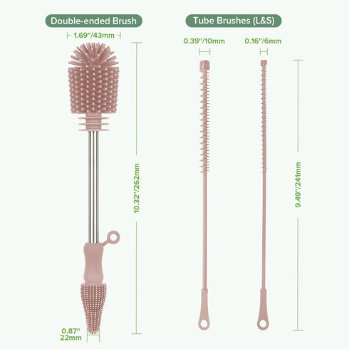 3 Haakaa Silicone Cleaning Brush Kit - Baby Bottle Brush Cleaner for Breast Pump,Nipple,Breast Milk Storage