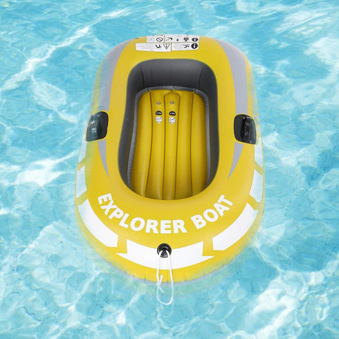 Inflatable Kayak Canoe Portable Boat for 1 Person, Air Rowing Boat for Swimming Pool and Lake Fishing Yellow