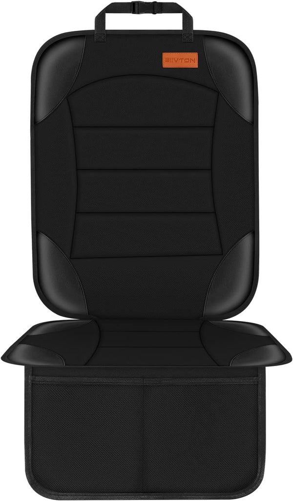 Siivton Car Seat Protector for Child Car Seat - Non-Slip, Waterproof with 2 Mesh Pockets (Black)