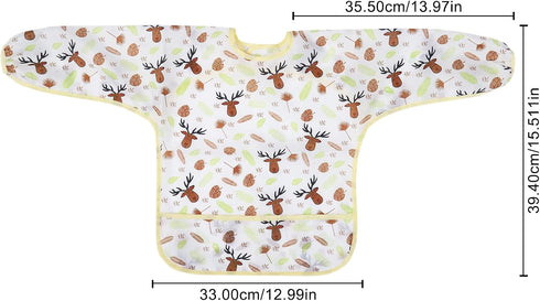 Accmor 3 Pack 6-36 Long Sleeve Bibs, Baby Smock Waterproof Sleeved Bib Smock for Baby Toddler Months