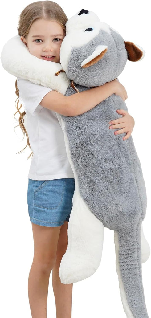 39.3 Inch Jumbo Husky Stuffed Animal, Giant Wolf Dog Plush Toy, Soft Kawaii Puppy Pillow, Gift for Kids