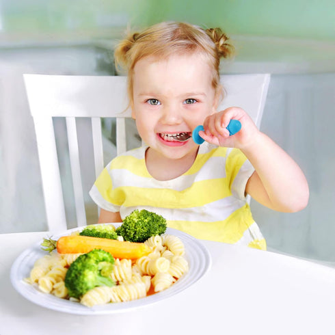 PandaEar 4 Set Baby Toddler Silicone Stainless Steel Utensils, Spoon Fork for Baby Toddler, BPA Free Anti-Choke Design