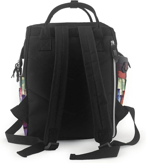 FZQVSLCM Backpack Mummy Backpacks Daypack Diaper Bag for Women Large Capacity Nappy Bag Colorful Glass Bottle Casual