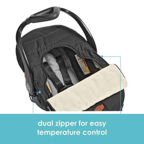 JJ Cole Winter Baby Car Seat Cover, Black, for Baby Seat or Stroller, Warm Sherpa Lining