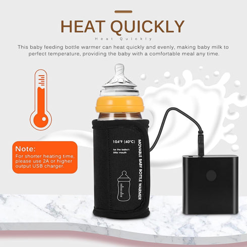 Portable Bottle Warmer for Travel, Car Baby Bottle Warmer USB Powered Portable Travel Bottle Warmer for Breastmilk