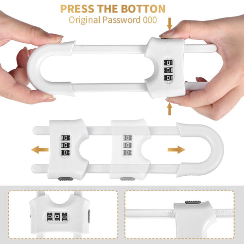 4 Pack U-Shaped Sliding Cabinet Locks, Adjustable Baby Proof Clips for Home Cabinets and Doors