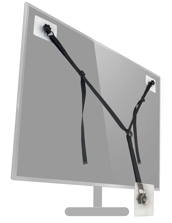 3 Pack No-Drill Flat Screen TV Safety Straps, Adjustable Anti-Tip Furniture Anchor