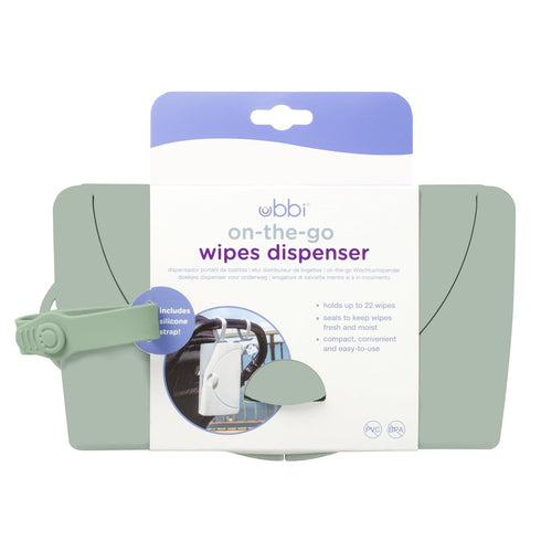 Ubbi On-The-Go Baby Wipes Dispenser, Portable Wipes Container for Travel, Diaper Bag Accessory Must Have for Newborns