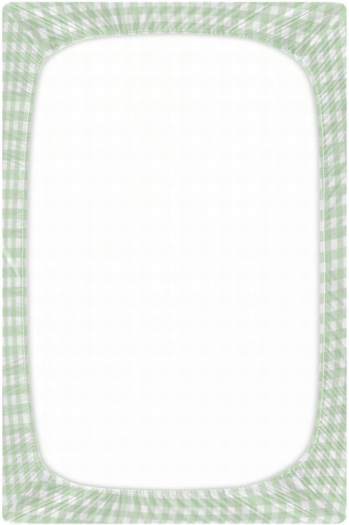 Green Gingham Checkered Crib Sheets for Boys and Girls, Fitted Baby Crib Sheets Soft and Breathable Mini Crib Sheets 52 X 28 Inches by WELLDAY