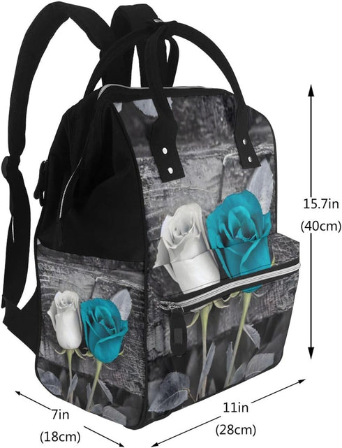 DWVTSLH Backpack Mummy Backpack Teal Gray Rose Diaper Bag Multifunction Nappy Bags Waterproof Large Capacity Travel