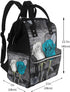 DWVTSLH Backpack Mummy Backpack Teal Gray Rose Diaper Bag Multifunction Nappy Bags Waterproof Large Capacity Travel