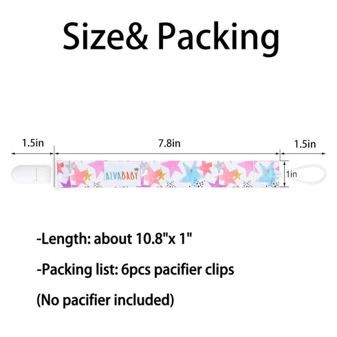 6 Pack 6DBP06 ALVABABY Baby Pacifier Clips Paci Universal Holder Leash Pacifier Clip Binky Holder for Teether Soothie