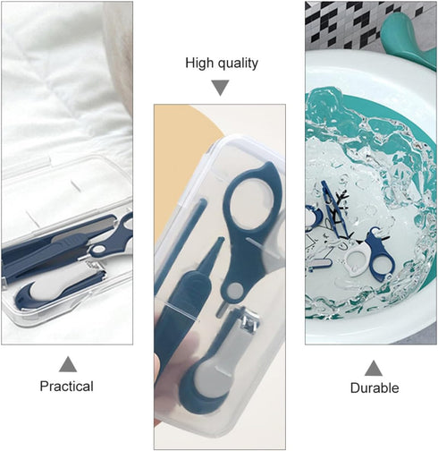 Set Trimming Pinching Kisangel Fingernail Scissors and Nail Clipper for Newborns, Blue Manicure Grooming Kit