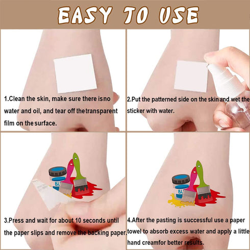 Art Temporary Tattoo Paint Birthday Party Favors, Creative Stickers for Kids, 24 Sheets (144PCS) Classroom School Prizes