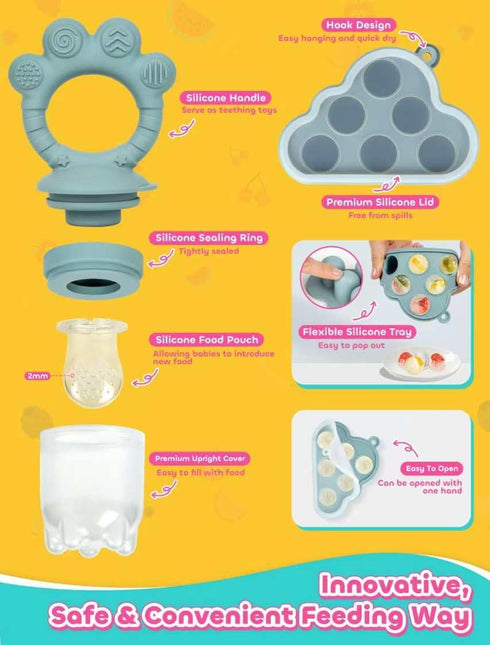 Baby Breastmilk Popsicle Molds & Fruit Food Feeder Pacifier, Silicone Baby Food Storage Containers, Baby Popsicle Molds