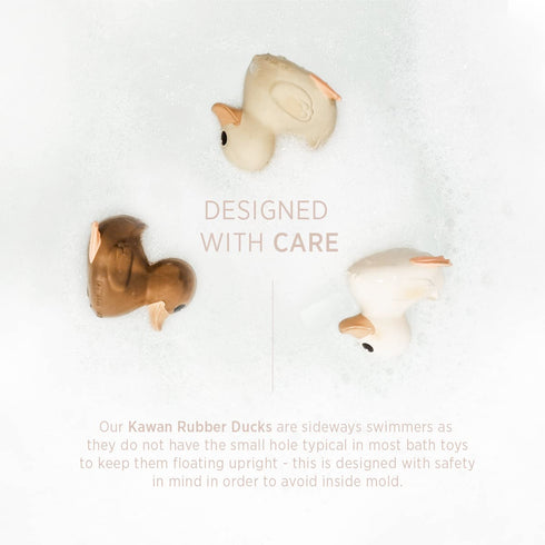 HEVEA Kawan Mini Rubber Duck - 100% Natural Rubber Baby Bath Toy - Eco Friendly, Mold Free, Teething, Bathing - Eggnog