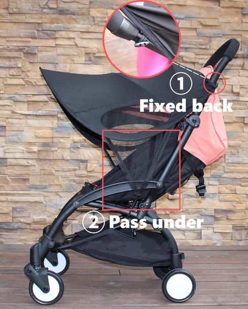 Universal Sun Shade for Baby Stroller, UV Protection Rainproof Sun Cover, Pushchair Buggy Blackout Parasol Canopy
