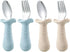 PandaEar Baby Toddler Fork and Spoon Utensil Set, 6 Pack Silicone Stainless Steel Silverware, BPA Free