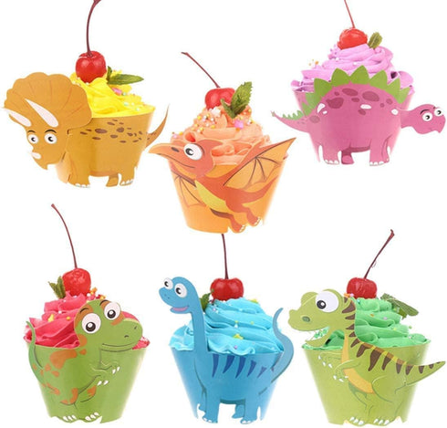 Dinosaur Birthday Party Cupcake Wrappers - 48 pcs Kids Birthday Party Supplies by CCINEE