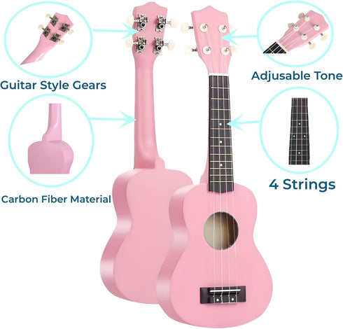 21 Inch 3-9 Carbon Fibre Kids Toddler Child Children Acoustic Guitar Ukulele Musical Instruments Ideal for Year Old