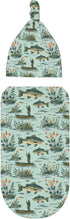 Sets Fisher and Bass Fishes Newborn Swaddle Blankets Hat Soft Baby Receiving Blanket Swaddle Sack for Baby Shower