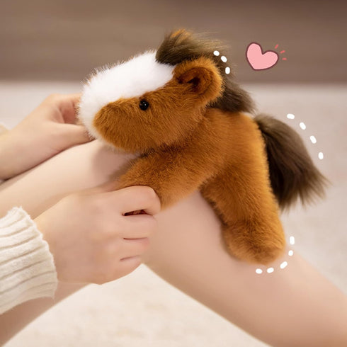 7.8" PEACH CAT Horse Stuffed Animal Cute Plushies Small Plush Toys Gifts for Kids Brown