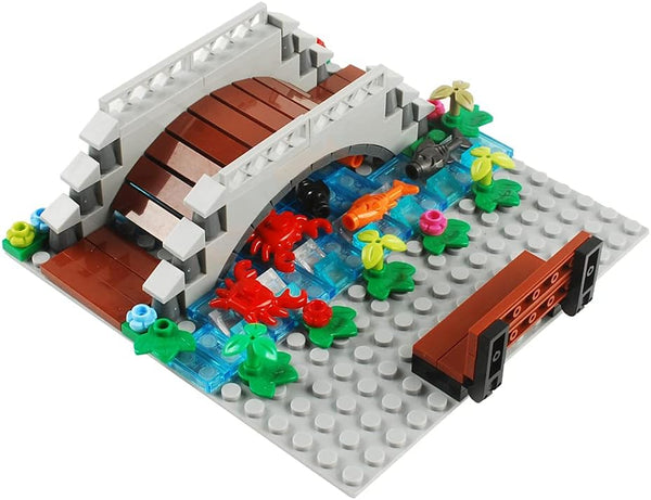 BAENRCY Arch Bridge Pond Building Blocks Fountain Accessories Street Set DIY Building Bricks Kit (Big)