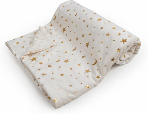 Baby Blanket for Boys Girls Soft Minky with Double Layer Dotted Backing, Star and Moon Printed 30 x 40 Inch