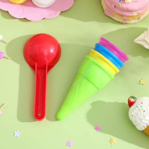 5pcs TOYANDONA Beach Toys Plastic Ice Cream Cones Scoop Kids Seaside Play Sand Toys for Children Toddlers (Random