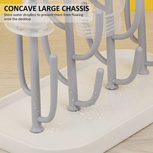 Baby Essentials Bottle Drying Rack, Detachable Holder for Nipples, Cups, Pump Parts, and Accessories (Gray)