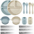PandaEar Silicone Baby Feeding Set| 2 Divided Suction Plate + 2 Suction Bowl + 2 Tiny Cup with 2 Spoons| Baby Led Weaning Supplies Self Feeding Utensils (Blue White) by PandaEar