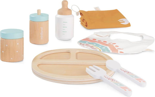 Miniland Doll Wooden Feeding Set - Quality ECO Imaginative Toy