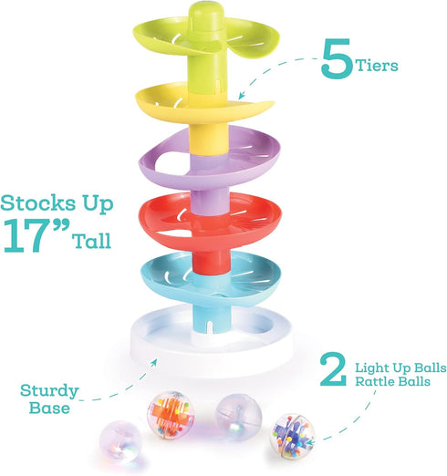 Sparkle and Roll Light & Sounds Ball Tower for Children Ages 9+ Months, Multi-Color