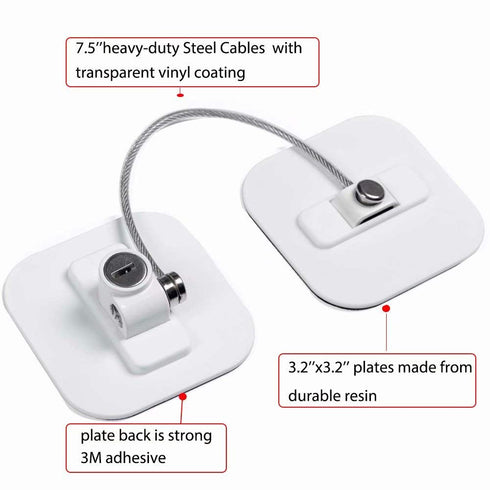 2 Pack Refrigerator Locks with Keys, White Fridge Lock for a Refrigerator