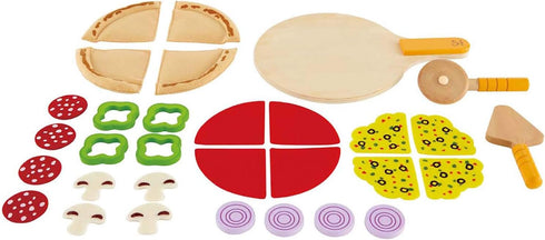 Hape Homemade Wooden Pizza Play Kitchen Food Set and Accessories, Multicolor, for Kids 3 Years and Up