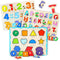 GRINNNIE Wooden Montessori Toddler Puzzles, 3 Pcs Number, Letter, Shape Educational Peg Puzzle Set
