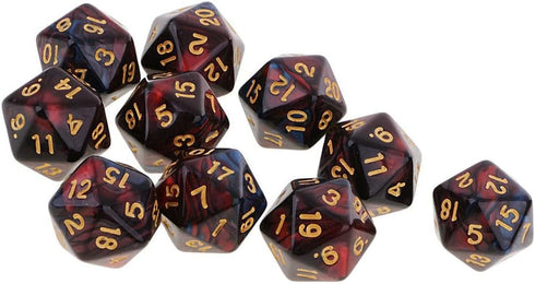 Yiotfandoll 10PCS D20 20mm 20 Polyhedral Dice Acrylic Sided Dice for RPG MTG DND Table Games (Red Blue)