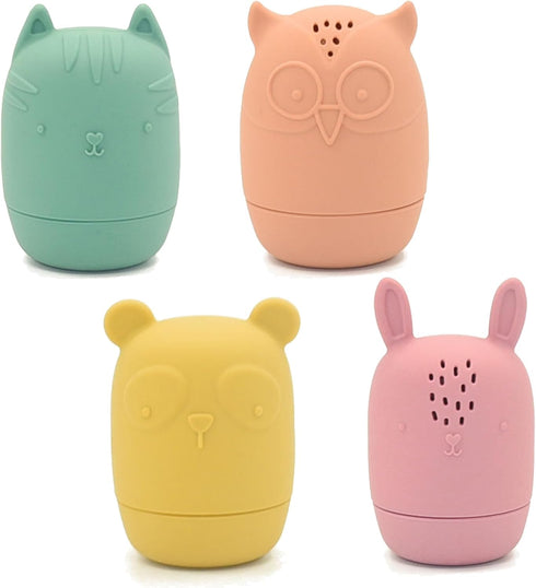 PandaEar Baby Bath Toys, 4 Pack Silicone Squeezable Bath Toys for Infants Toddlers 6-18 Months, Non Toxic Shower Toys
