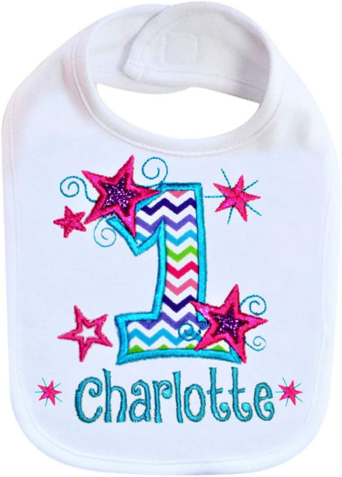 First Birthday Baby Girl Bib Personalized with Baby Custom Name