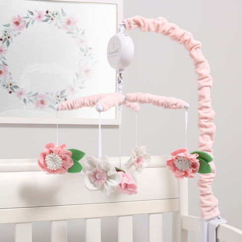 12 The Peanutshell Crib Mobile for Girls - Pink Musical Baby Crib Mobile with Lullabies, Flower Baby Mobile Crib Pink
