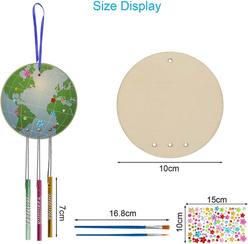 9 Pack Wind Chime Kit for Kids, DIY Paint Wooden Art and Craft for Girls and Boys Birthday Party Supplies