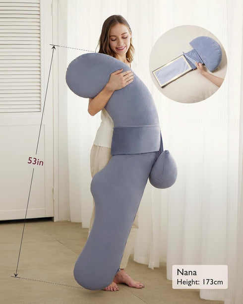 Momcozy Pregnancy Pillow, Original F Shaped Maternity Pillow for Pregnant Women with Adjustable Wedge Pillow, Full Body