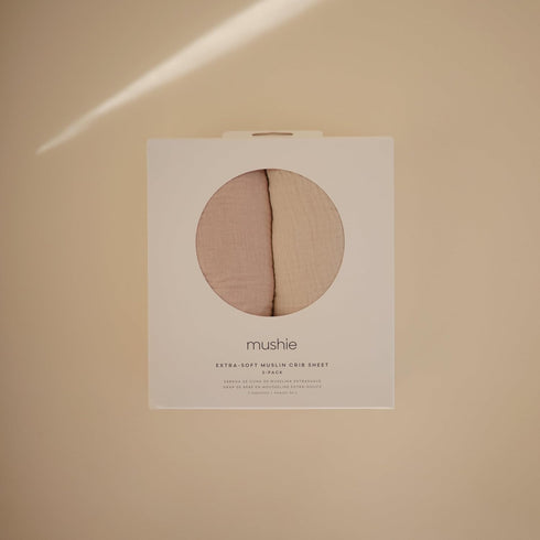 2-Pack 192 Count 28"x 52" mushie Extra Soft Muslin Fitted Crib Sheet | Thread | (Blush/Fog)