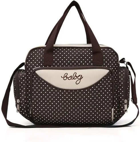 PUPZY 5pcs Set Diaper Bag Tote - Baby Bags for Mom (Brown