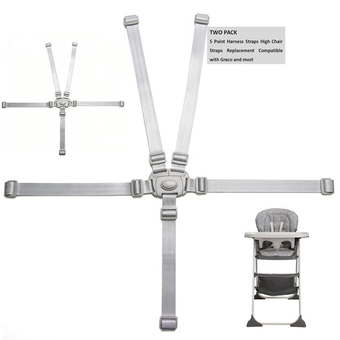 Two Pack High Chair Straps Set: 5 Point High Chair Straps Replacement