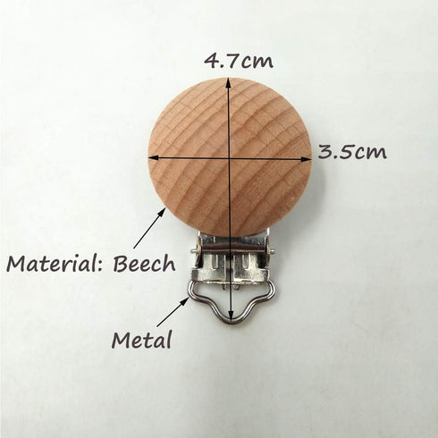 10pcs Natural Beech Wood Pacifier Clips Teething Grasping Toy Suspender Clips Charm Antique DIY Baby Teether Toys (3.5cm/10pcs)